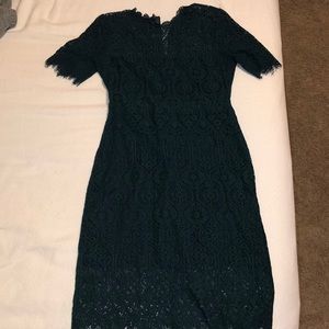 Emerald green lace midi dress